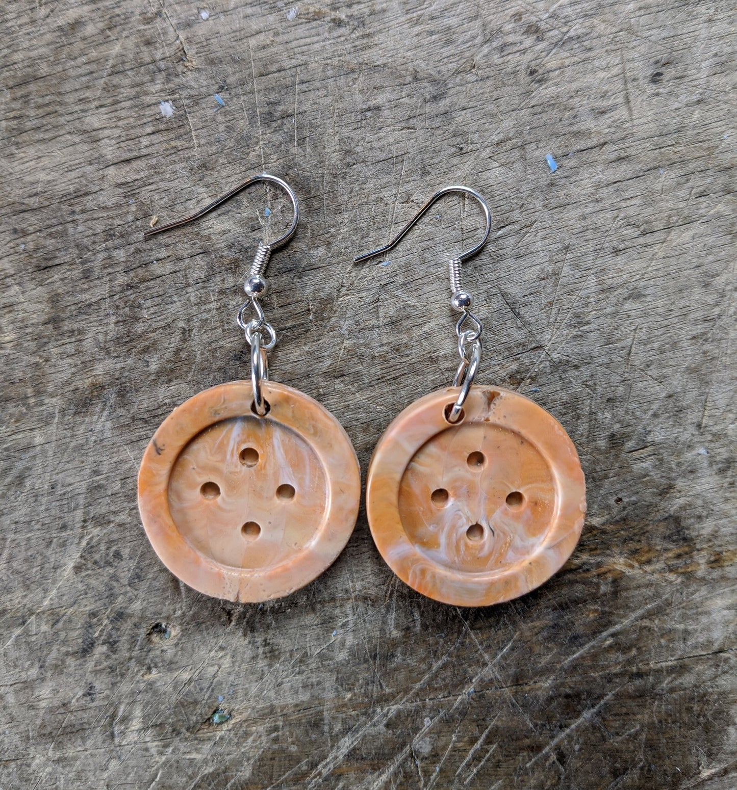 Big Button Earrings— Handmade 100% Recycled Plastic Earrings (Nickel Free Hardware)