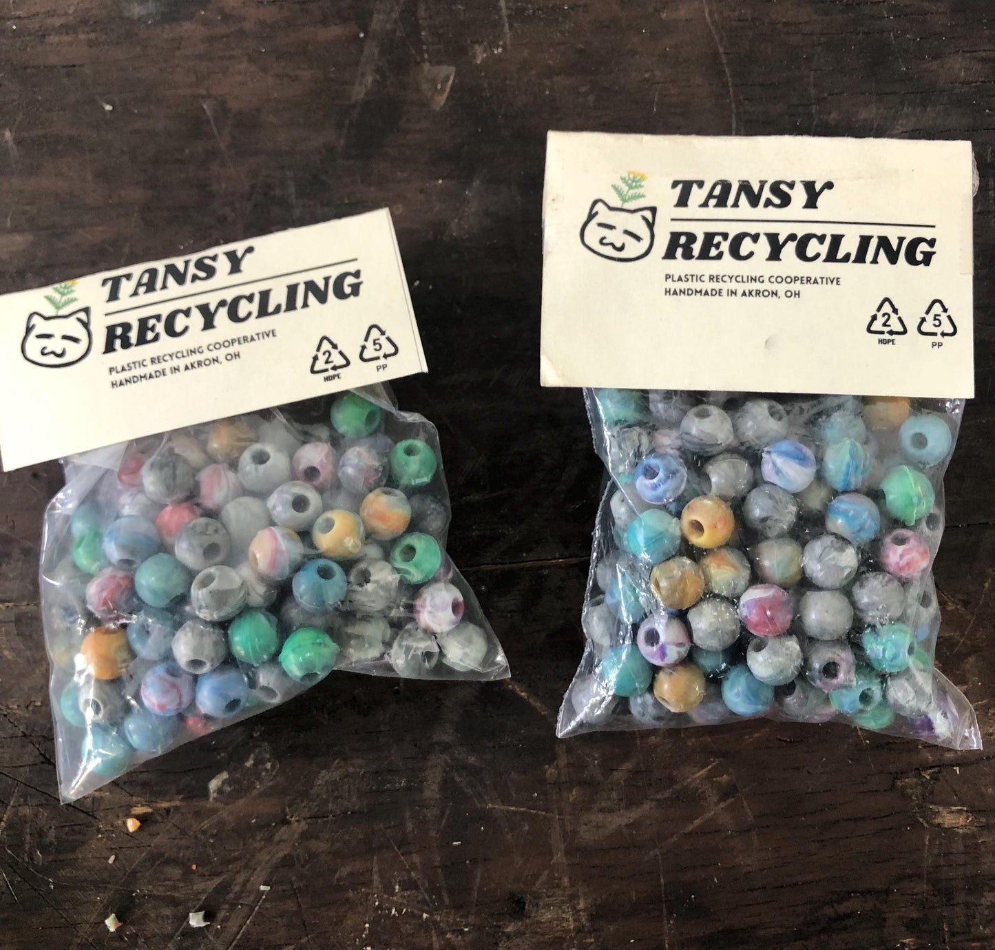 8.5mm crafting/jewelry beads (Bag of 100)— handmade recycled plastic beads