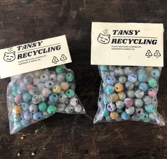 8.5mm crafting/jewelry beads (Bag of 100)— handmade recycled plastic beads