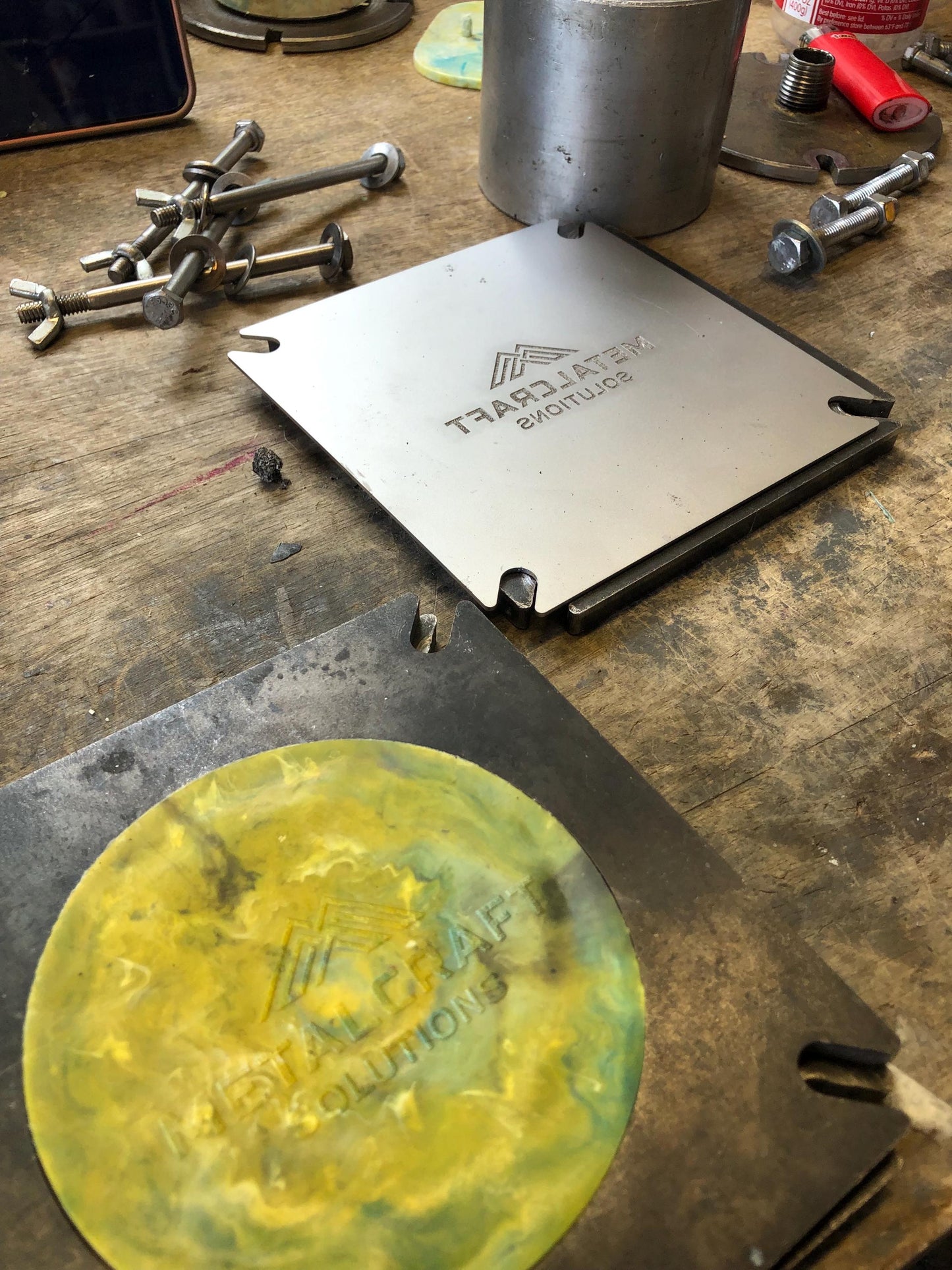 Art Tiles/Coasters (circle) -- handmade 100% recycled plastic