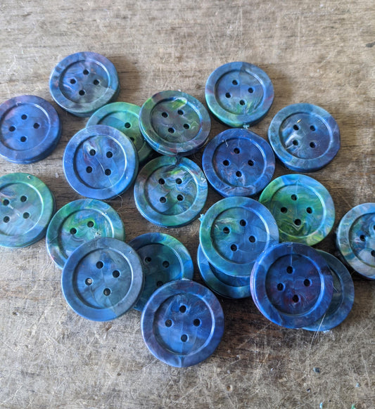 Big Button (1 inch)-- Handmade 100% Recycled Plastic Buttons