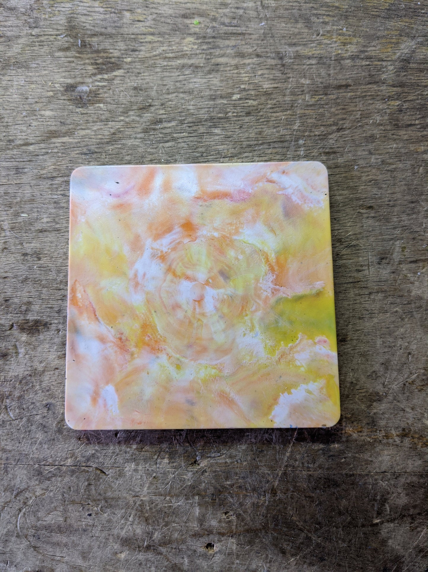 Art Tile/Coaster (square)--- 100% Recycled Plastic + Handmade Craft