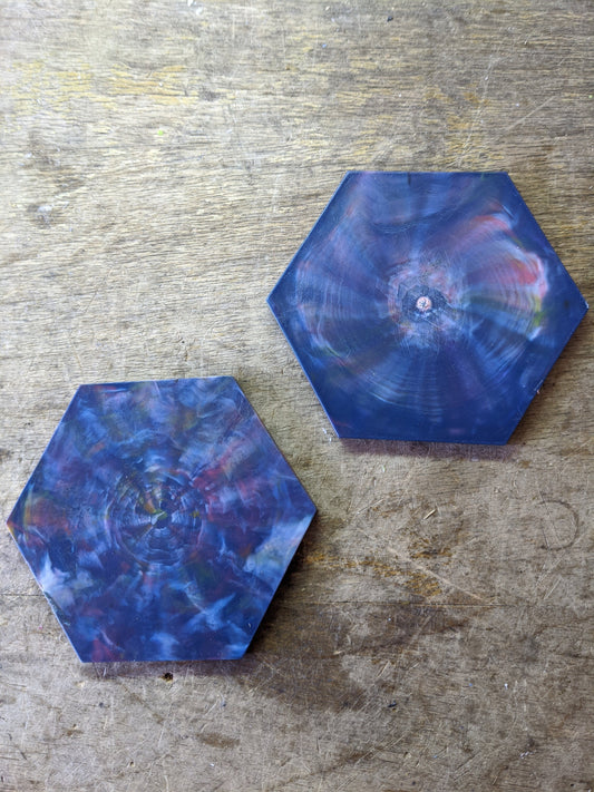 Art Tile/Coaster (hexagon)--- 3.5 × 4.2 inch 100% recycled plastic for tiling or mosaics