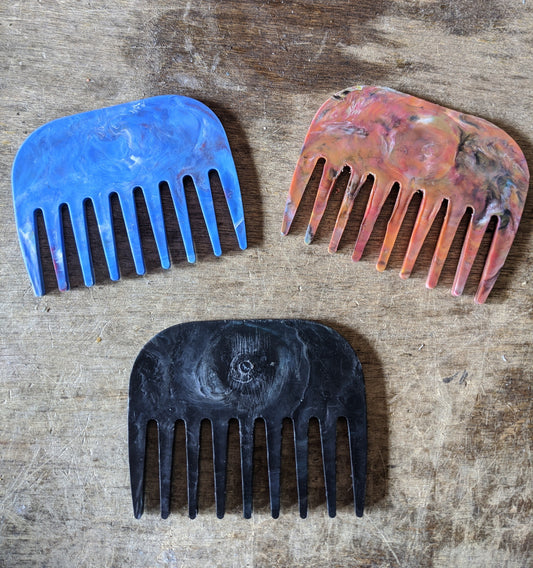 Widetooth Hair Comb— handmade recycled plastic