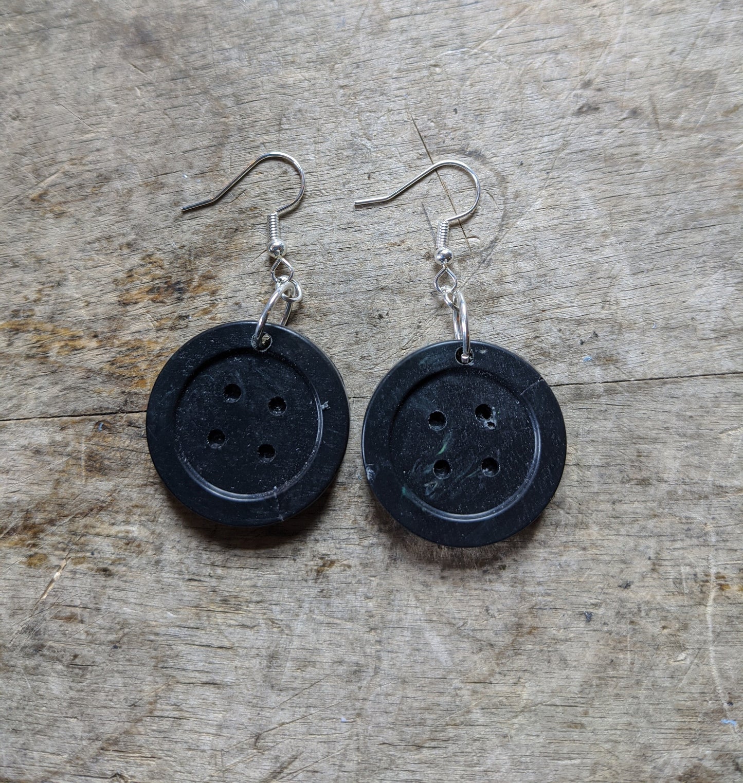 Big Button Earrings— Handmade 100% Recycled Plastic Earrings (Nickel Free Hardware)