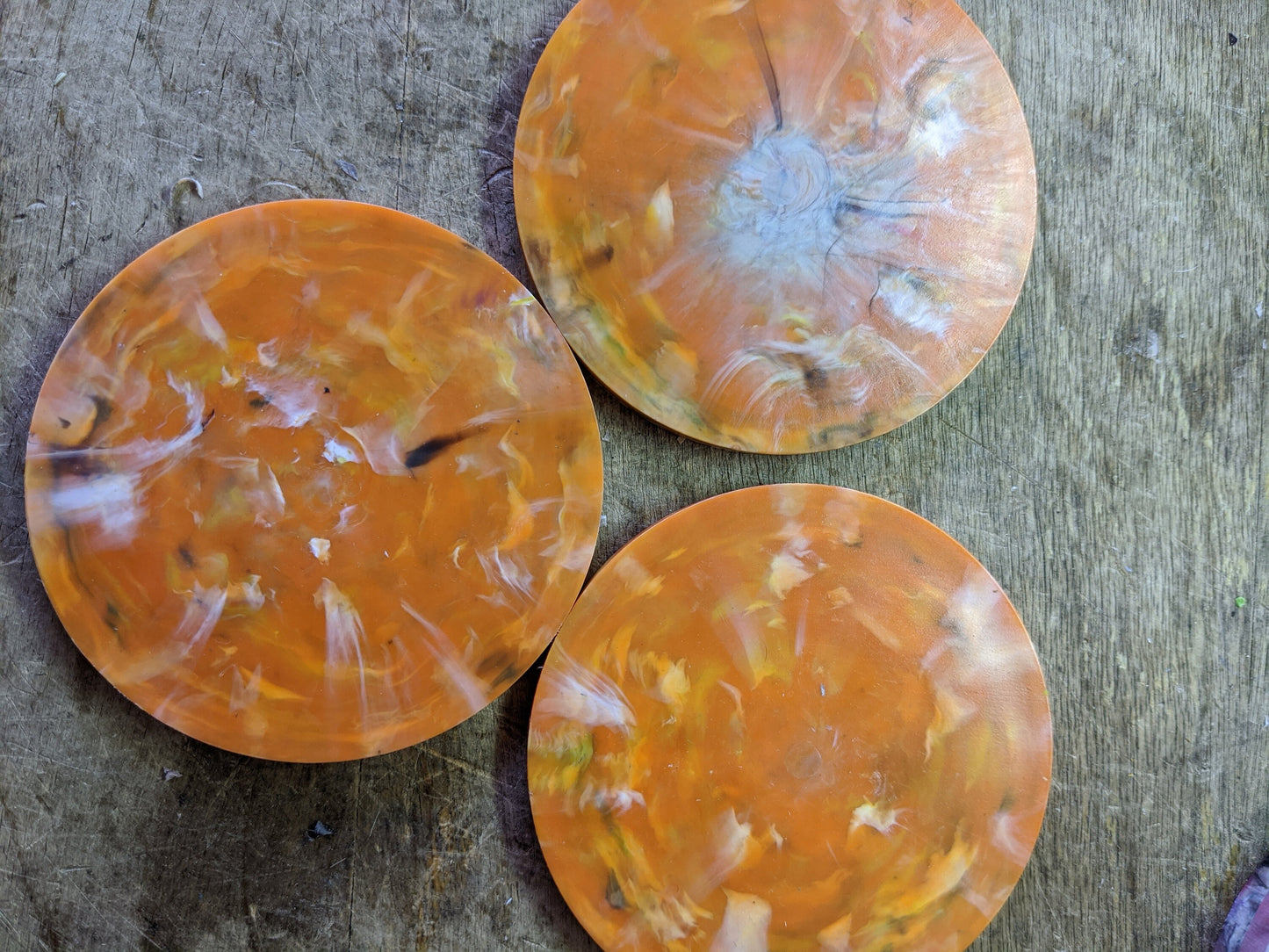 Art Tiles/Coasters (circle) -- handmade 100% recycled plastic