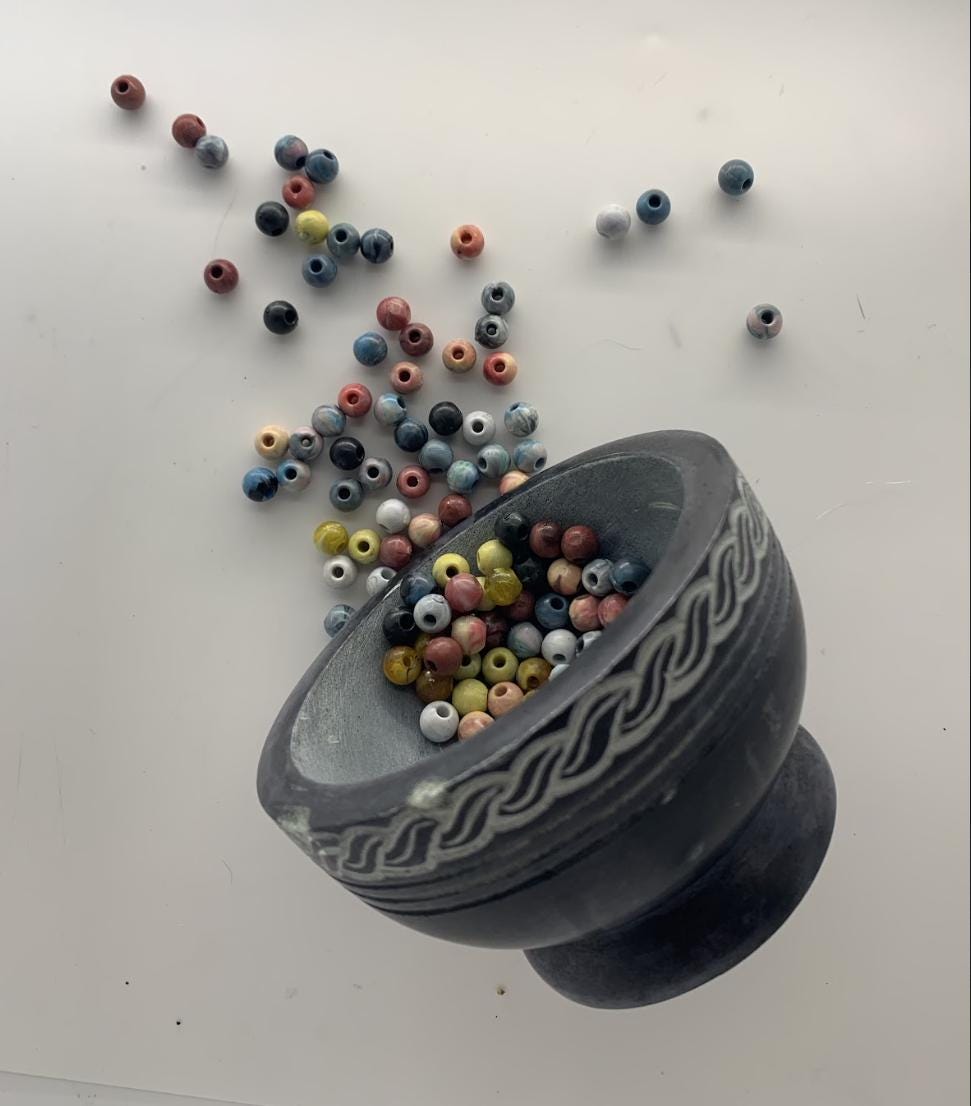 8.5mm crafting/jewelry beads (Set of 22)— handmade recycled plastic beads