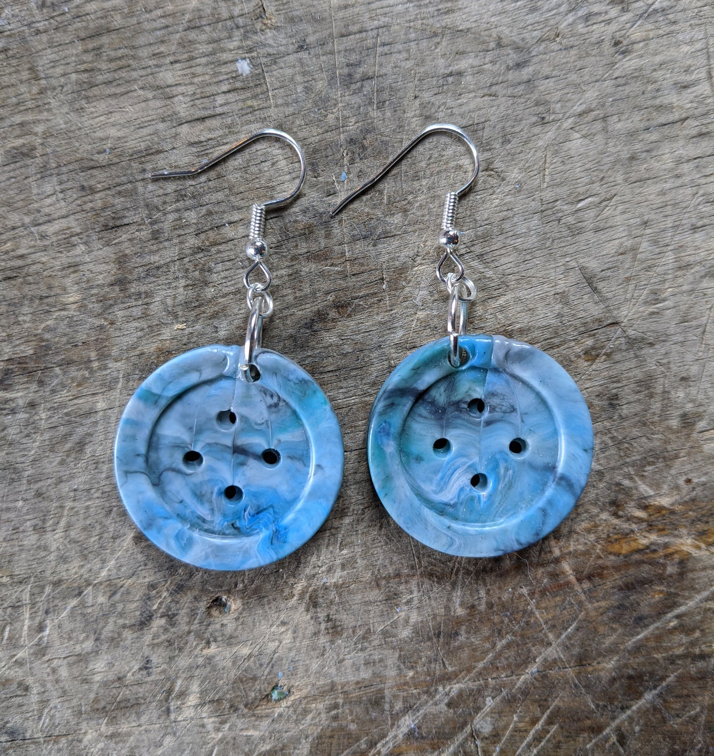Big Button Earrings— Handmade 100% Recycled Plastic Earrings (Nickel Free Hardware)
