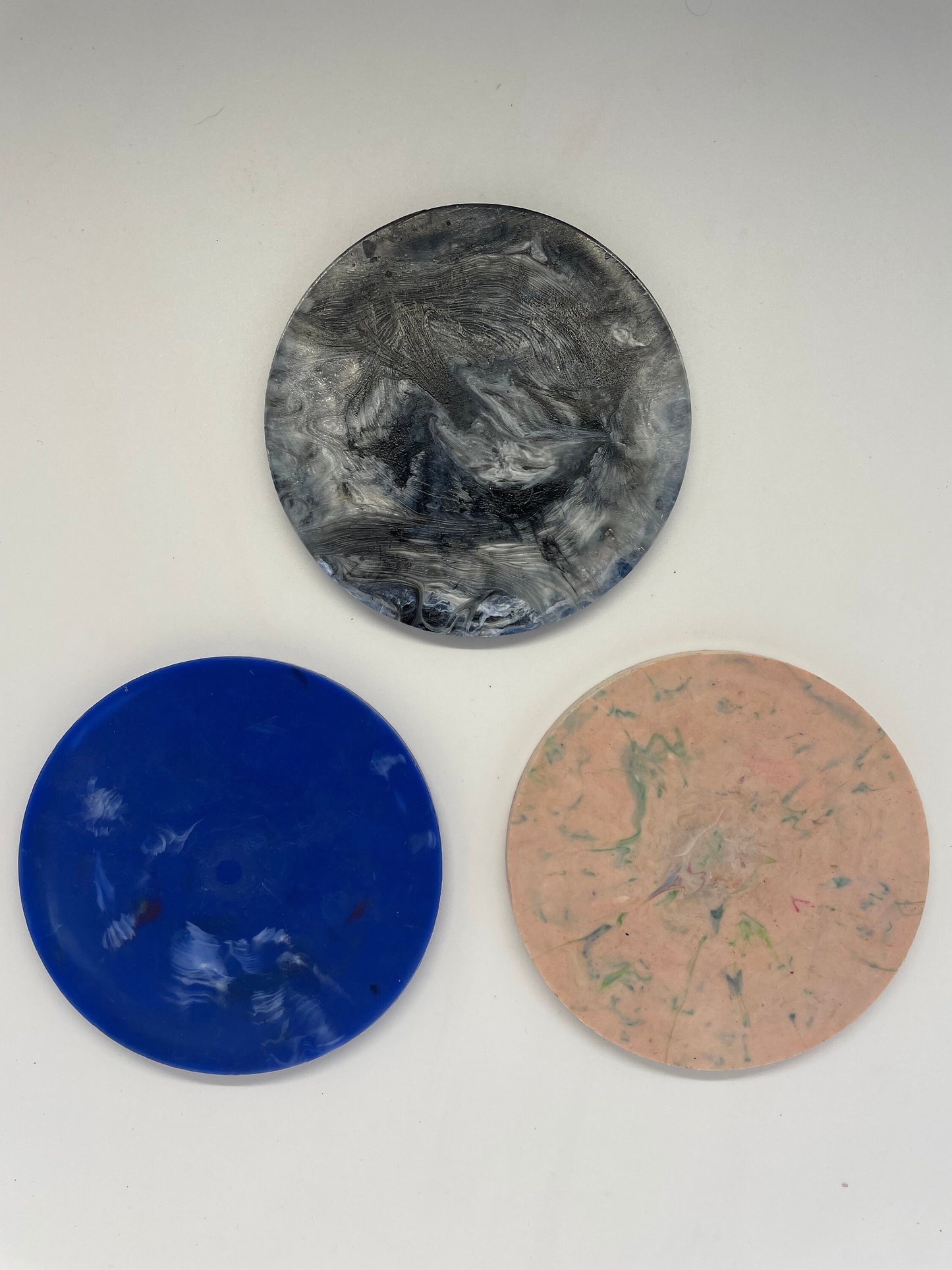 Art Tiles/Coasters (circle) -- handmade 100% recycled plastic