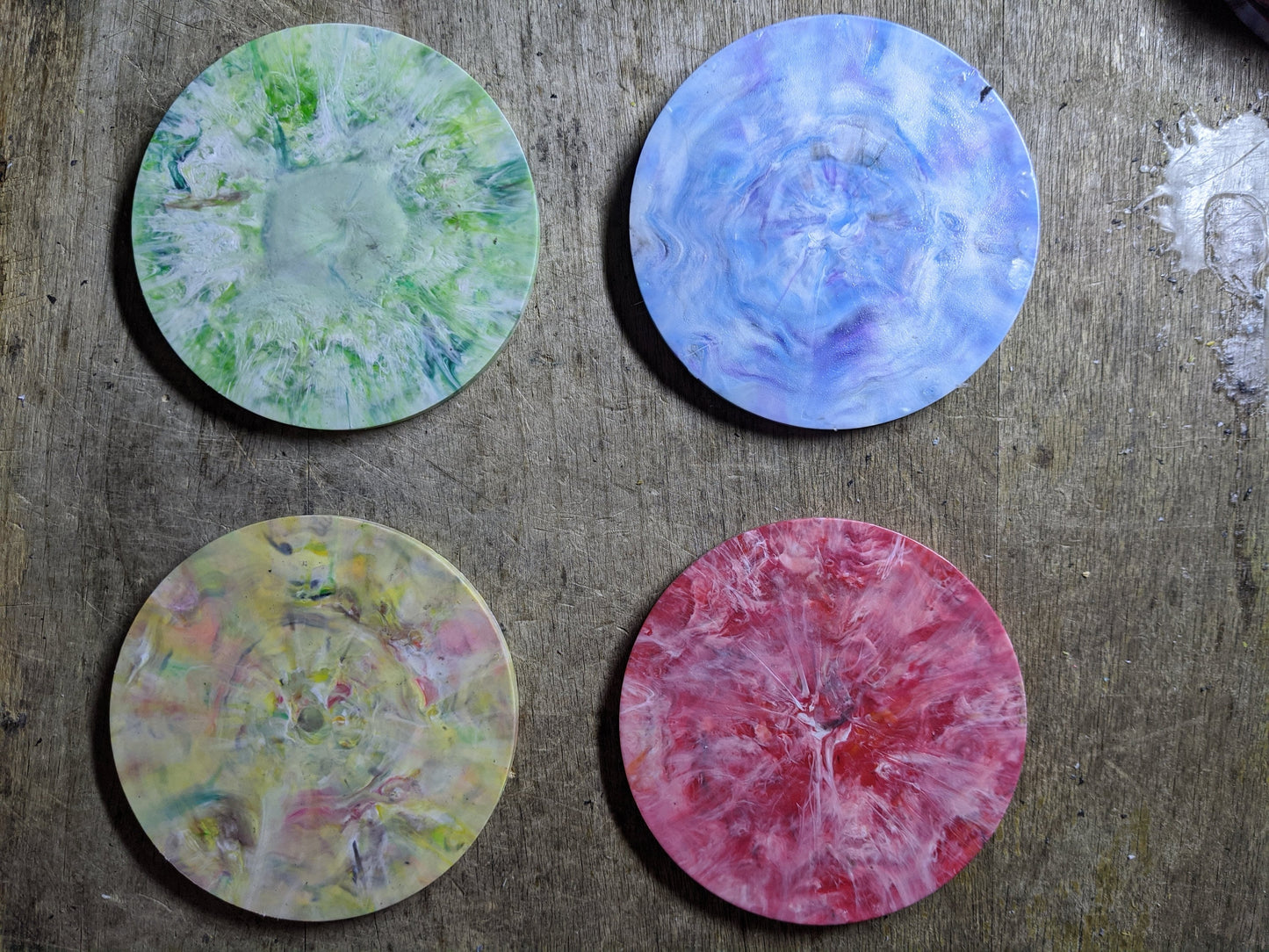 Art Tiles/Coasters (circle) -- handmade 100% recycled plastic