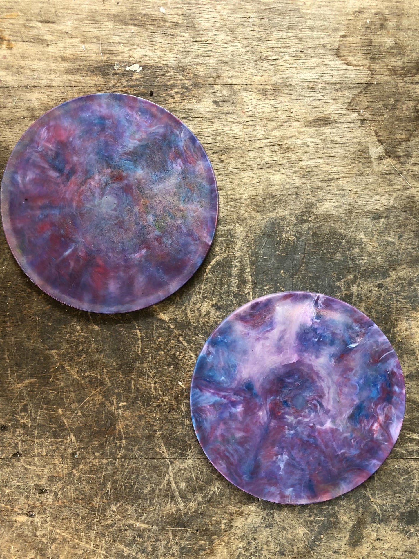 Art Tiles/Coasters (circle) -- handmade 100% recycled plastic