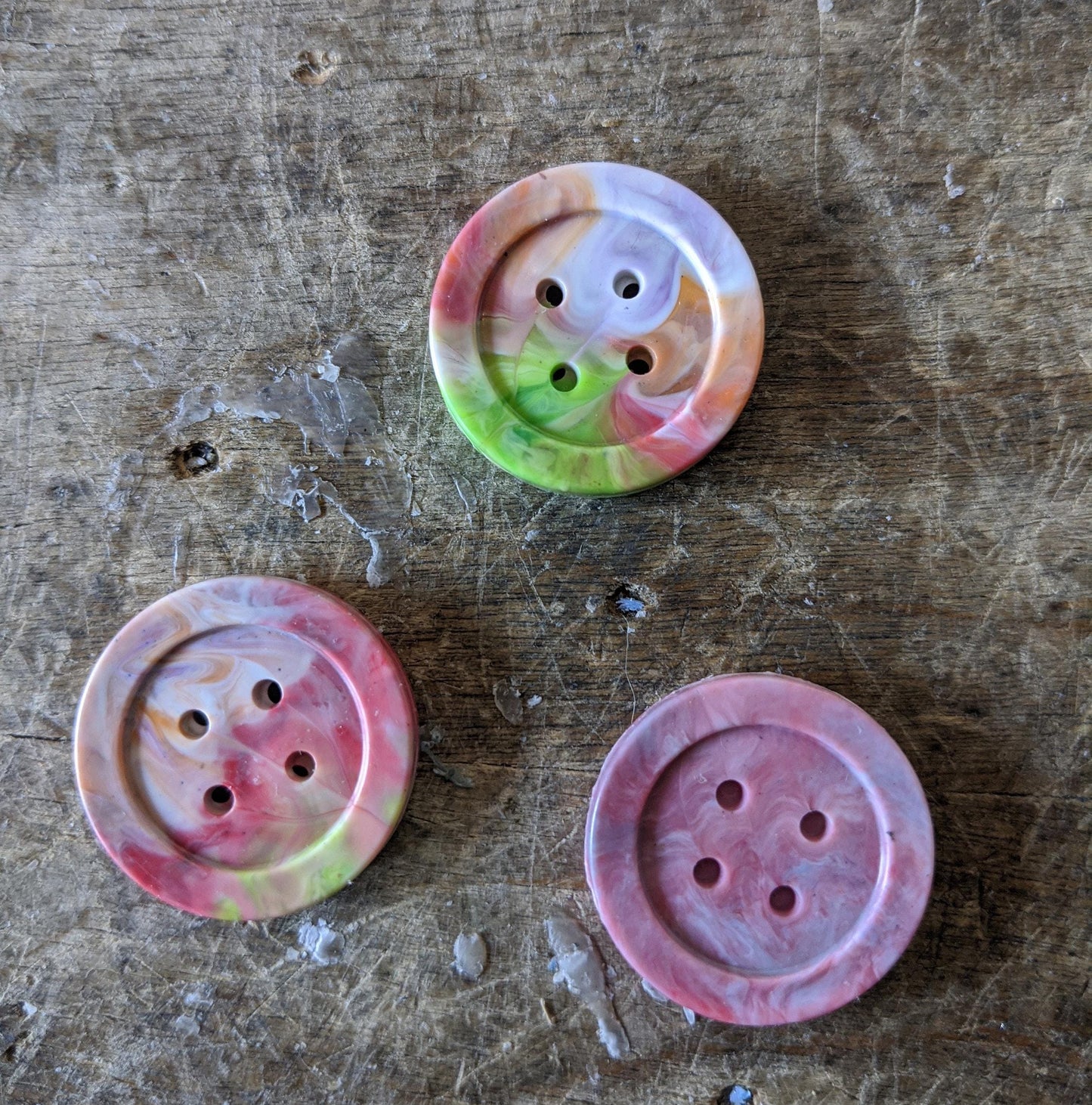 Big Button (1 inch)-- Handmade 100% Recycled Plastic Buttons
