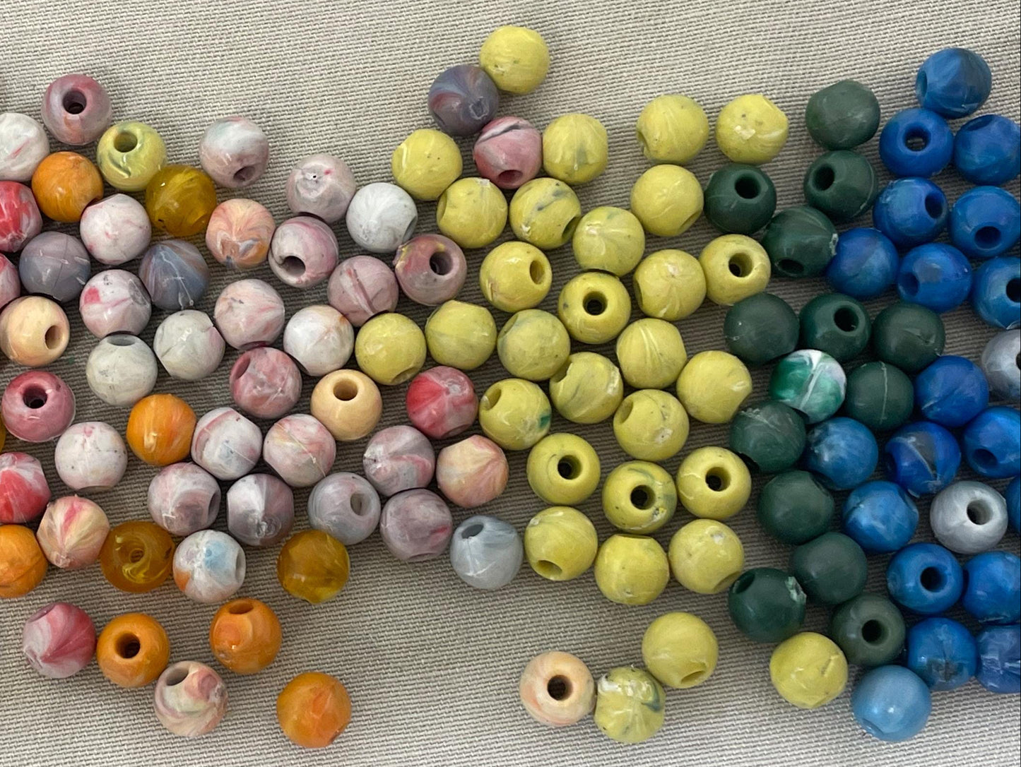 8.5mm crafting/jewelry beads (Bag of 100)— handmade recycled plastic beads
